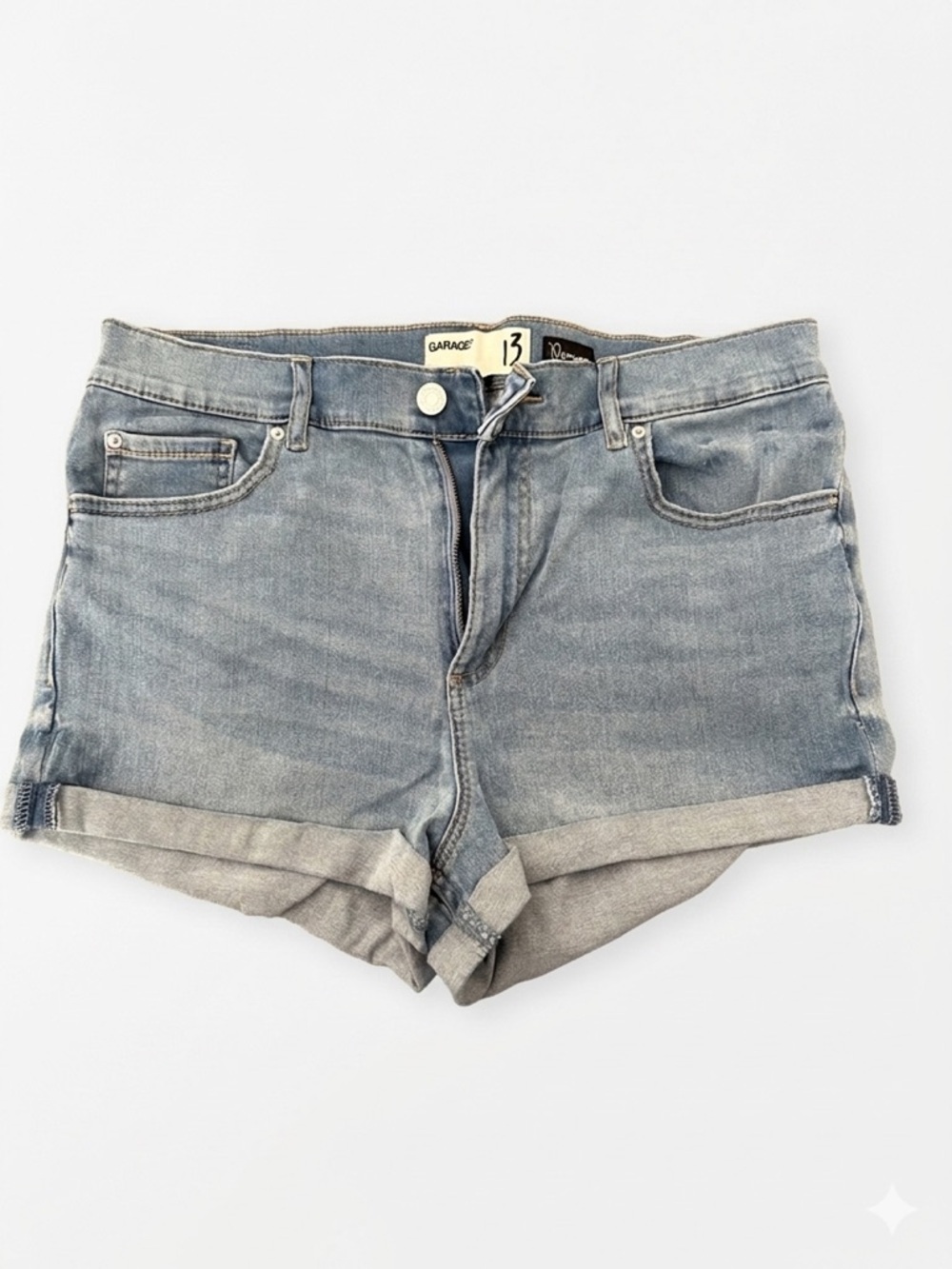 🔥2/$15 Garage High Waist Stretch Light Blue Denim Shorts Casual Minimalist Cozy